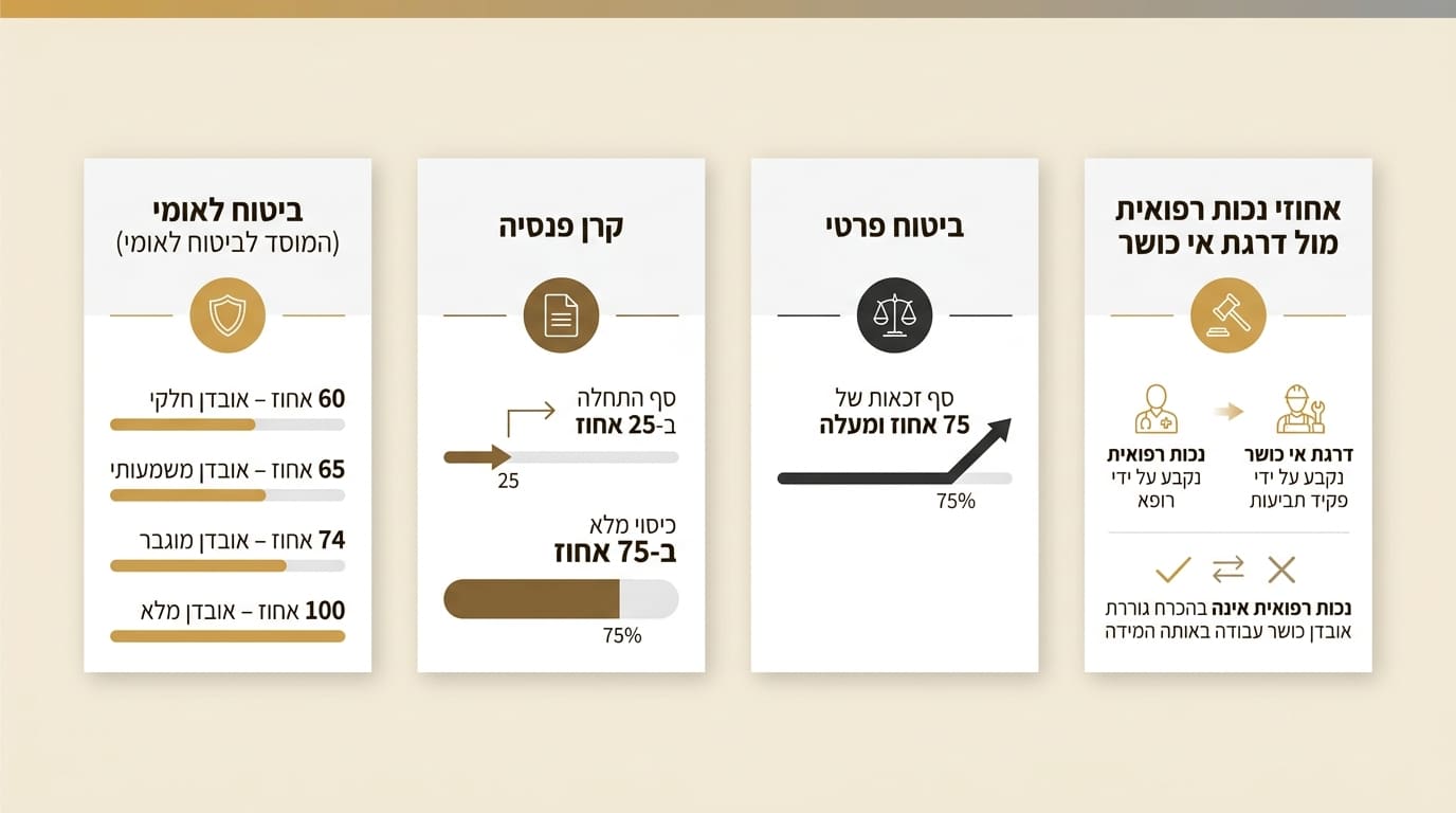 כמה אחוזים נחשב אובדן כושר עבודה – הסבר מקצועי