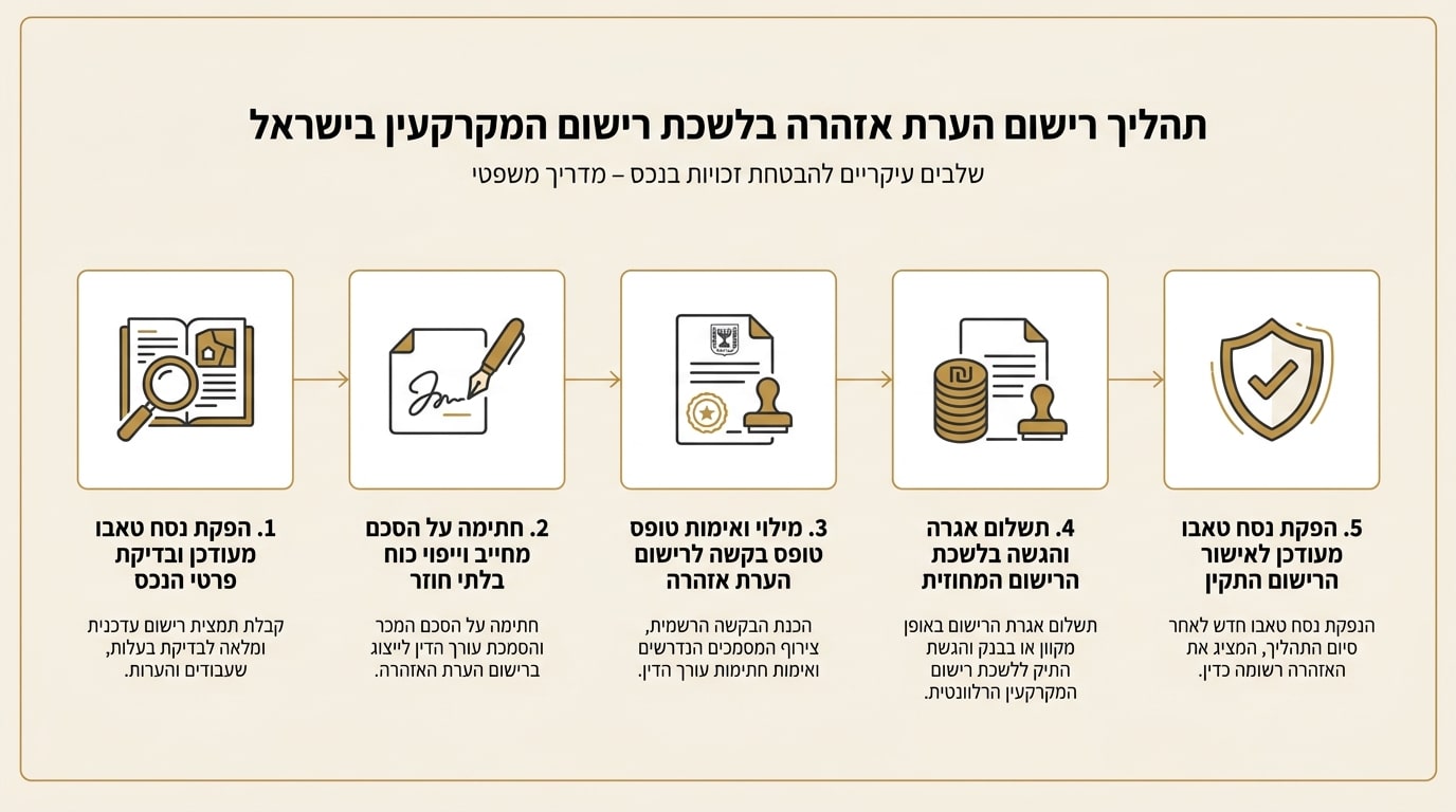 שלב אחרי שלב - איך מתבצע רישום הערת אזהרה בלשכת רישום המקרקעין