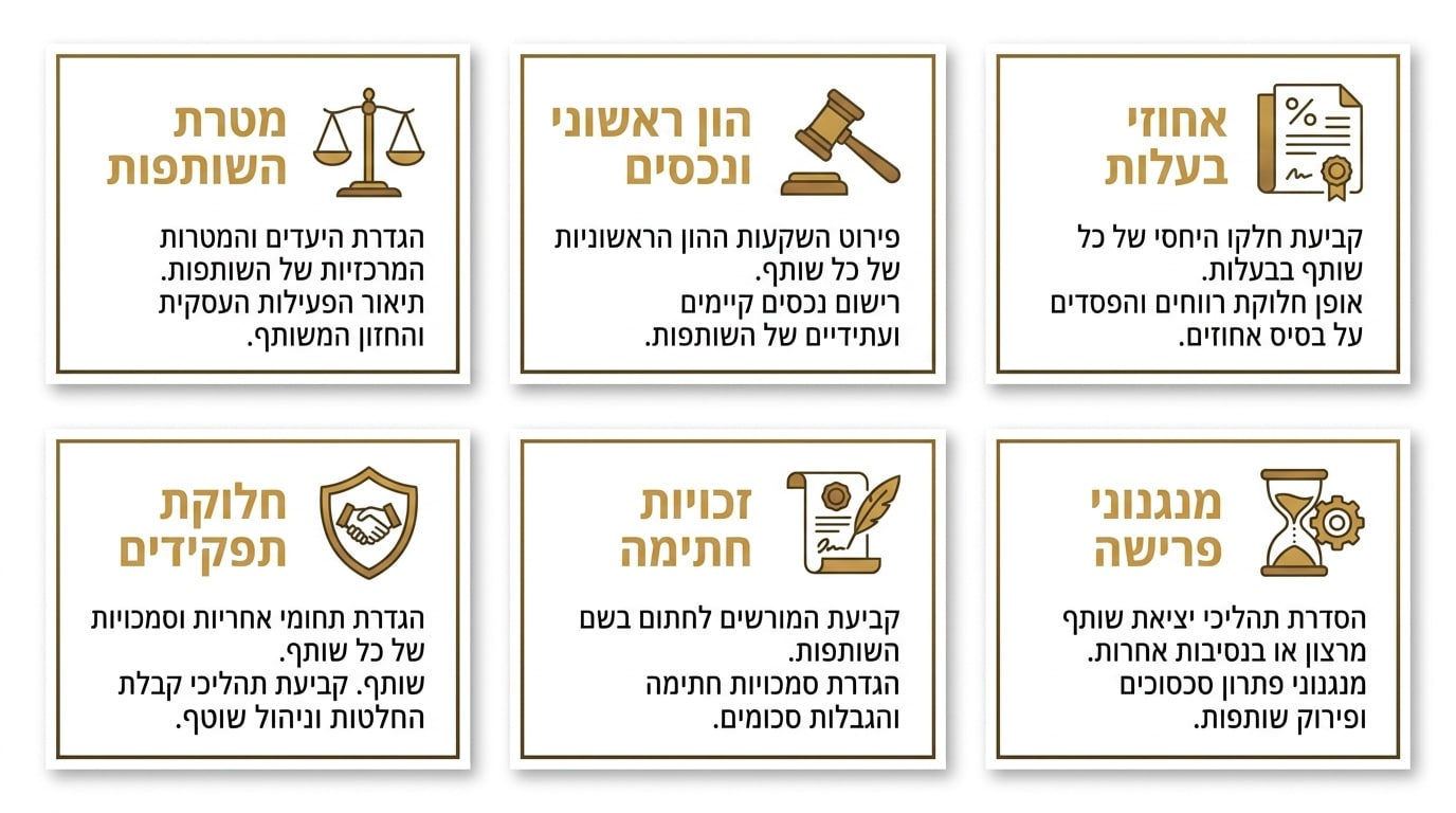 סעיפי חובה בחוזה שותפות עסקית