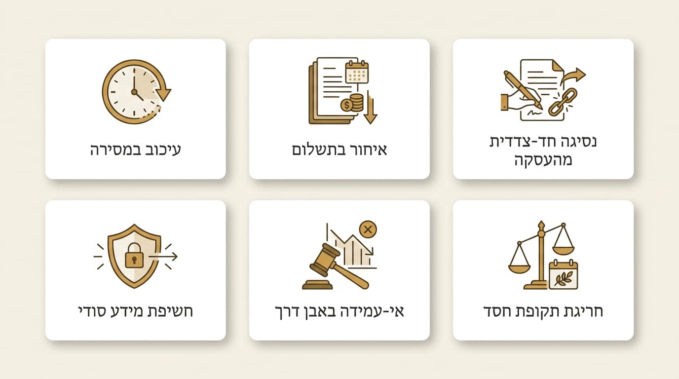הרגע שבו סעיף הפיצויים המוסכמים מתעורר – טריגרים ותקופת חסד